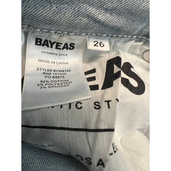 Bayeas High Waist Crystal Embellished Lace Wide Leg Jeans 26 Lesley Blue Boho - Picture 6 of 11